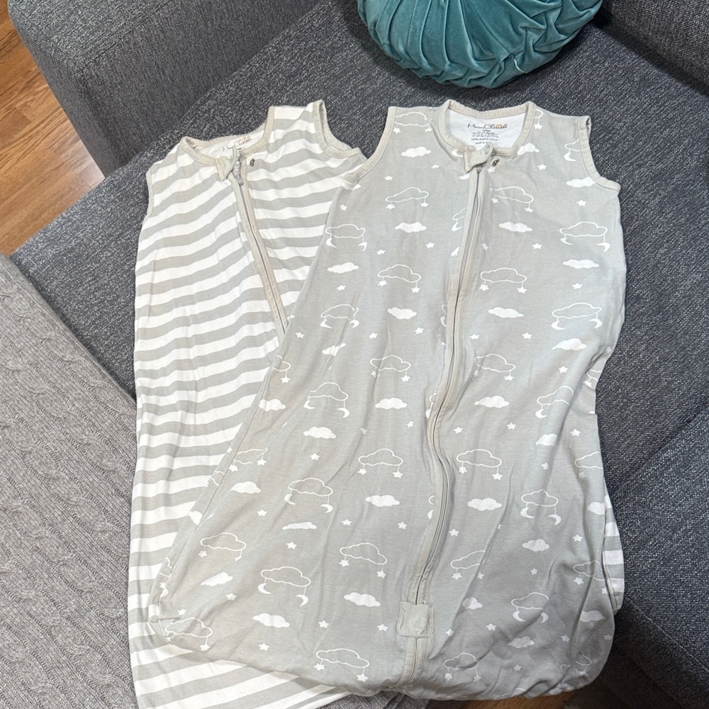 Gray and White Baby Sleep Sacks